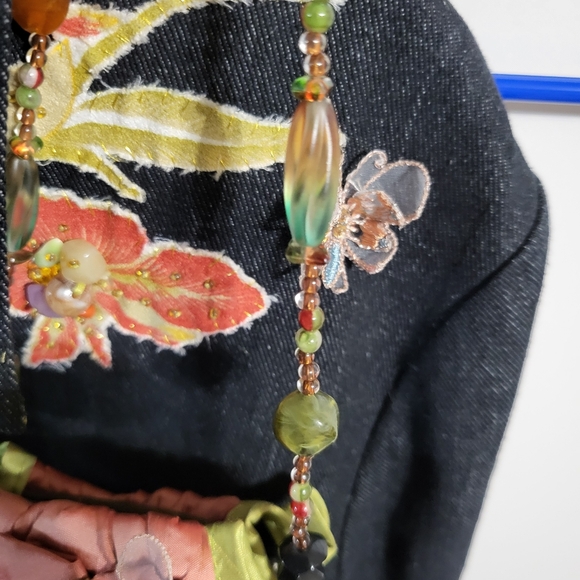 MARY FRANCES EMBROIDERED HAND BEADED DENIM RARE SHOULDER BAG - Picture 3 of 9